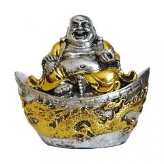 Budha bohatství  a prosperita -  ingot, drak, 11cm